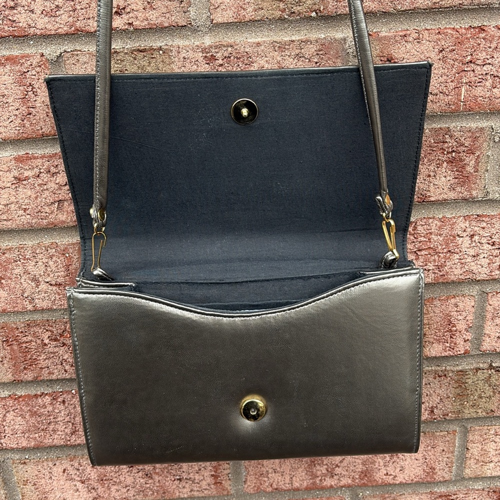 Vintage Ande Bronze Pewter Metallic Crossbody Clutch Bag Removable Strap Vintage - Picture 8 of 15